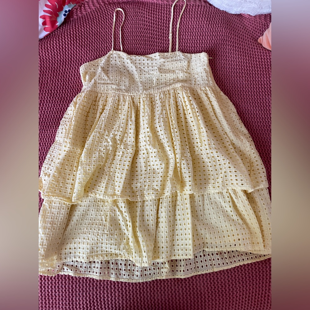 Urban Outfitters Yellow Mini Tiered Dress Size 6